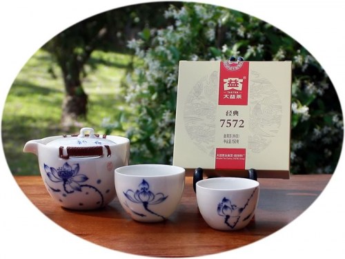Tea gift - da yi ripened with tea set for 2